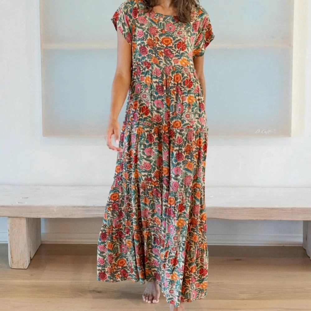 NATURAL LIFE Colorful Floral Maxi Dress - Picture 1 of 5